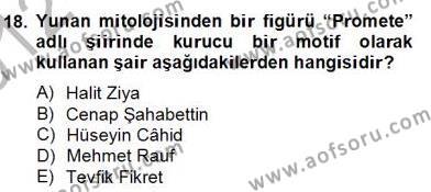 Türk Edebiyatının Mitolojik Kaynakları Dersi 2012 - 2013 Yılı (Final) Dönem Sonu Sınavı 18. Soru