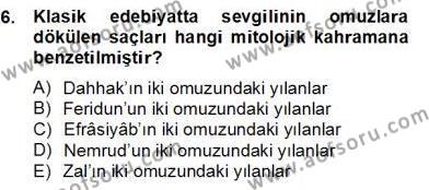 Türk Edebiyatının Mitolojik Kaynakları Dersi 2012 - 2013 Yılı (Final) Dönem Sonu Sınavı 6. Soru