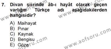 Türk Edebiyatının Mitolojik Kaynakları Dersi 2012 - 2013 Yılı (Final) Dönem Sonu Sınavı 7. Soru