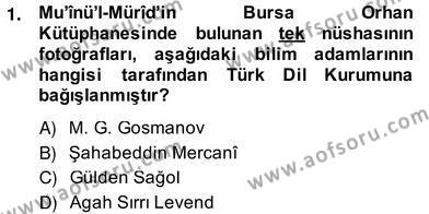 Türk Edebiyatının Mitolojik Kaynakları Dersi 2013 - 2014 Yılı (Vize) Ara Sınavı 1. Soru