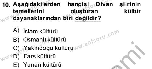Türk Edebiyatının Mitolojik Kaynakları Dersi 2013 - 2014 Yılı (Final) Dönem Sonu Sınavı 10. Soru