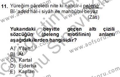 Türk Edebiyatının Mitolojik Kaynakları Dersi 2013 - 2014 Yılı (Final) Dönem Sonu Sınavı 11. Soru