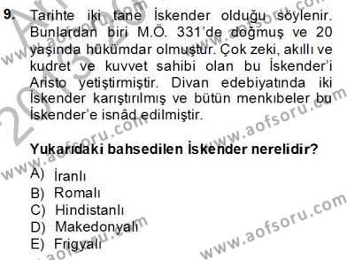 Türk Edebiyatının Mitolojik Kaynakları Dersi 2013 - 2014 Yılı (Final) Dönem Sonu Sınavı 9. Soru