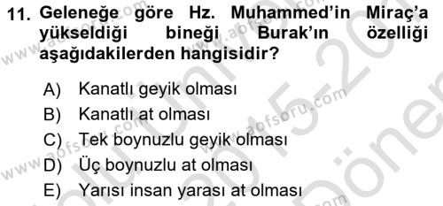 Türk Edebiyatının Mitolojik Kaynakları Dersi 2015 - 2016 Yılı (Final) Dönem Sonu Sınavı 11. Soru