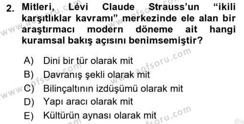 Türk Edebiyatının Mitolojik Kaynakları Dersi 2018 - 2019 Yılı (Vize) Ara Sınavı 2. Soru