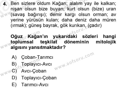 Türk Edebiyatının Mitolojik Kaynakları Dersi 2018 - 2019 Yılı (Vize) Ara Sınavı 4. Soru