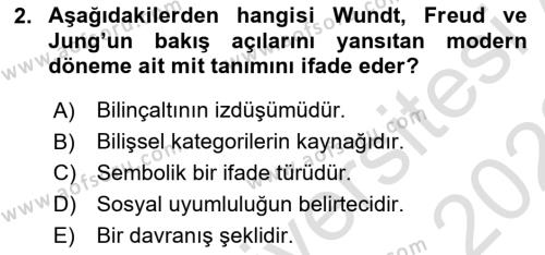 Türk Edebiyatının Mitolojik Kaynakları Dersi 2021 - 2022 Yılı (Vize) Ara Sınavı 2. Soru