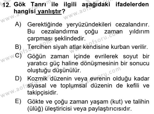 Türk Edebiyatının Mitolojik Kaynakları Dersi 2023 - 2024 Yılı (Vize) Ara Sınavı 12. Soru