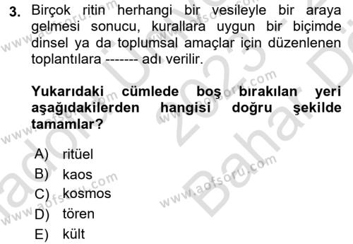 Türk Edebiyatının Mitolojik Kaynakları Dersi 2023 - 2024 Yılı (Vize) Ara Sınavı 3. Soru