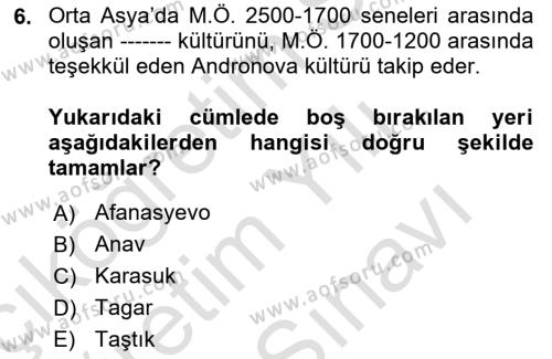 Türk Edebiyatının Mitolojik Kaynakları Dersi 2023 - 2024 Yılı (Vize) Ara Sınavı 6. Soru