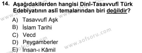 Türk Halk Şiiri Dersi 2012 - 2013 Yılı (Vize) Ara Sınavı 14. Soru