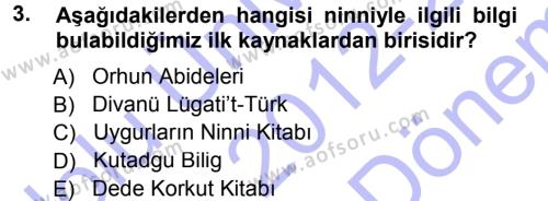 Türk Halk Şiiri Dersi 2012 - 2013 Yılı (Final) Dönem Sonu Sınavı 3. Soru