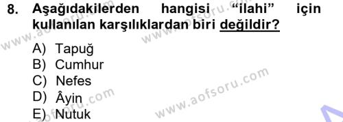 Türk Halk Şiiri Dersi 2013 - 2014 Yılı (Vize) Ara Sınavı 8. Soru