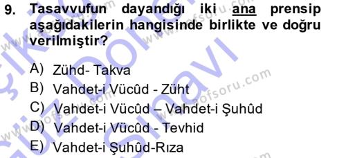 Türk Halk Şiiri Dersi 2013 - 2014 Yılı (Final) Dönem Sonu Sınavı 9. Soru