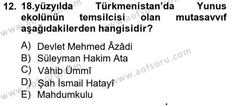Türk Halk Şiiri Dersi 2013 - 2014 Yılı Tek Ders Sınavı 12. Soru
