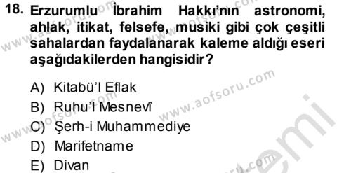 Türk Halk Şiiri Dersi 2013 - 2014 Yılı Tek Ders Sınavı 18. Soru