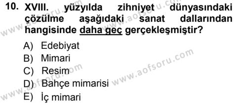 XVIII. Yüzyıl Türk Edebiyatı Dersi 2012 - 2013 Yılı (Vize) Ara Sınavı 10. Soru
