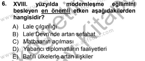XVIII. Yüzyıl Türk Edebiyatı Dersi 2012 - 2013 Yılı (Vize) Ara Sınavı 6. Soru