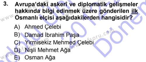 XVIII. Yüzyıl Türk Edebiyatı Dersi 2012 - 2013 Yılı (Final) Dönem Sonu Sınavı 3. Soru
