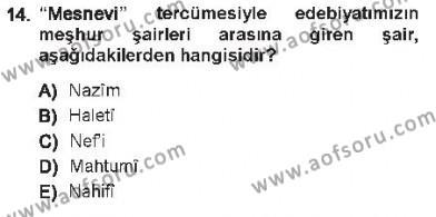 XVIII. Yüzyıl Türk Edebiyatı Dersi 2012 - 2013 Yılı Tek Ders Sınavı 14. Soru