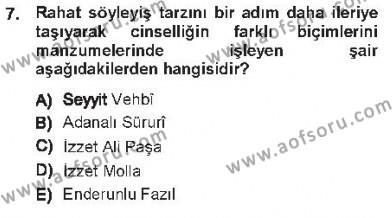 XVIII. Yüzyıl Türk Edebiyatı Dersi 2012 - 2013 Yılı Tek Ders Sınavı 7. Soru
