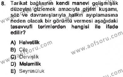 XVIII. Yüzyıl Türk Edebiyatı Dersi 2012 - 2013 Yılı Tek Ders Sınavı 8. Soru