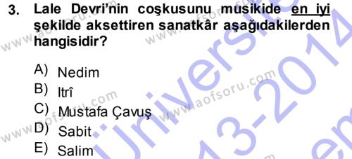 XVIII. Yüzyıl Türk Edebiyatı Dersi 2013 - 2014 Yılı (Final) Dönem Sonu Sınavı 3. Soru
