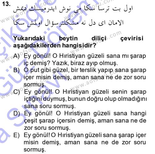 XVIII. Yüzyıl Türk Edebiyatı Dersi 2014 - 2015 Yılı (Vize) Ara Sınavı 13. Soru