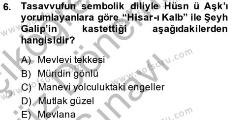 XVIII. Yüzyıl Türk Edebiyatı Dersi 2014 - 2015 Yılı (Final) Dönem Sonu Sınavı 6. Soru