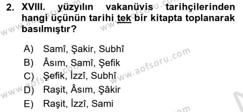 XVIII. Yüzyıl Türk Edebiyatı Dersi 2022 - 2023 Yılı (Final) Dönem Sonu Sınavı 2. Soru