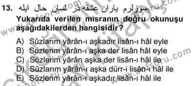 XIX. Yüzyıl Türk Edebiyatı Dersi 2012 - 2013 Yılı (Vize) Ara Sınavı 13. Soru