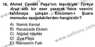 XIX. Yüzyıl Türk Edebiyatı Dersi 2012 - 2013 Yılı (Vize) Ara Sınavı 16. Soru
