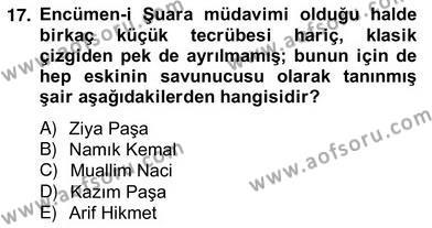 XIX. Yüzyıl Türk Edebiyatı Dersi 2012 - 2013 Yılı (Vize) Ara Sınavı 17. Soru