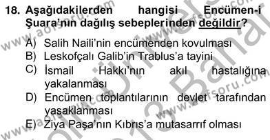 XIX. Yüzyıl Türk Edebiyatı Dersi 2012 - 2013 Yılı (Vize) Ara Sınavı 18. Soru