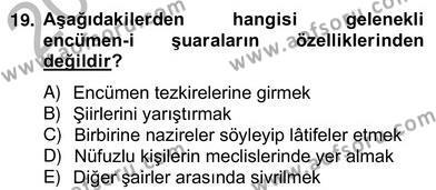 XIX. Yüzyıl Türk Edebiyatı Dersi 2012 - 2013 Yılı (Vize) Ara Sınavı 19. Soru