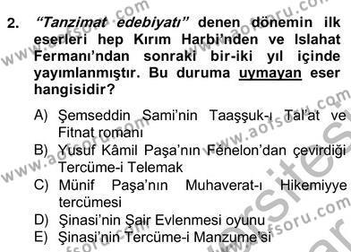 XIX. Yüzyıl Türk Edebiyatı Dersi 2012 - 2013 Yılı (Vize) Ara Sınavı 2. Soru
