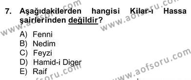 XIX. Yüzyıl Türk Edebiyatı Dersi 2012 - 2013 Yılı (Vize) Ara Sınavı 7. Soru