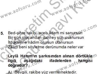 XIX. Yüzyıl Türk Edebiyatı Dersi 2012 - 2013 Yılı (Final) Dönem Sonu Sınavı 6. Soru