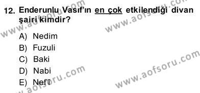 XIX. Yüzyıl Türk Edebiyatı Dersi 2013 - 2014 Yılı (Vize) Ara Sınavı 12. Soru