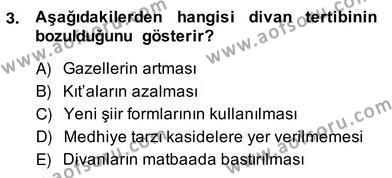 XIX. Yüzyıl Türk Edebiyatı Dersi 2013 - 2014 Yılı (Vize) Ara Sınavı 3. Soru