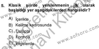 XIX. Yüzyıl Türk Edebiyatı Dersi 2013 - 2014 Yılı (Vize) Ara Sınavı 5. Soru