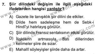 XIX. Yüzyıl Türk Edebiyatı Dersi 2013 - 2014 Yılı (Vize) Ara Sınavı 7. Soru
