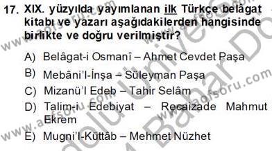 XIX. Yüzyıl Türk Edebiyatı Dersi 2013 - 2014 Yılı (Final) Dönem Sonu Sınavı 17. Soru