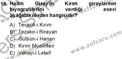 XIX. Yüzyıl Türk Edebiyatı Dersi 2013 - 2014 Yılı Tek Ders Sınavı 18. Soru