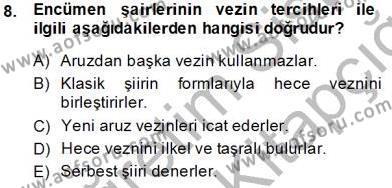 XIX. Yüzyıl Türk Edebiyatı Dersi 2013 - 2014 Yılı Tek Ders Sınavı 8. Soru