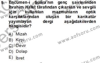 XIX. Yüzyıl Türk Edebiyatı Dersi 2013 - 2014 Yılı Tek Ders Sınavı 9. Soru