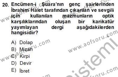 XIX. Yüzyıl Türk Edebiyatı Dersi 2014 - 2015 Yılı (Vize) Ara Sınavı 20. Soru