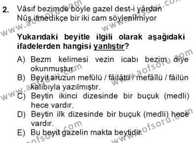 XIX. Yüzyıl Türk Edebiyatı Dersi 2014 - 2015 Yılı (Final) Dönem Sonu Sınavı 2. Soru