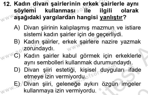 XIX. Yüzyıl Türk Edebiyatı Dersi 2014 - 2015 Yılı Tek Ders Sınavı 12. Soru