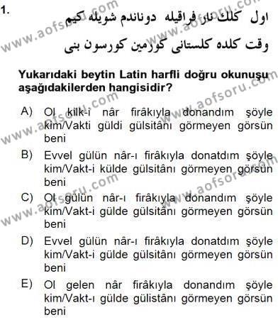 XIX. Yüzyıl Türk Edebiyatı Dersi 2015 - 2016 Yılı (Vize) Ara Sınavı 1. Soru